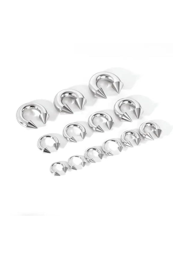 1 Pair Large Gauge Surgical Steel Nose Septum Ring Spike Ear Gauge Earrings-10mm(00g) by 16mm