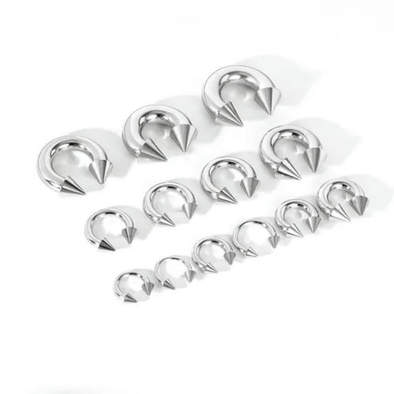QQTDFG 1 Pair Large Gauge Surgical Steel Nose Septum Ring Spike Ear Gauge Earrings-4mm(6g) by 16mm
