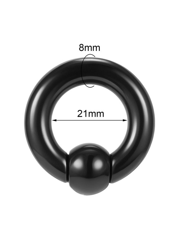 1 Pair Large Size Acrylic Captive Bead Rings Black BCR Septum Ring Ear Piercing-0G(8mm)