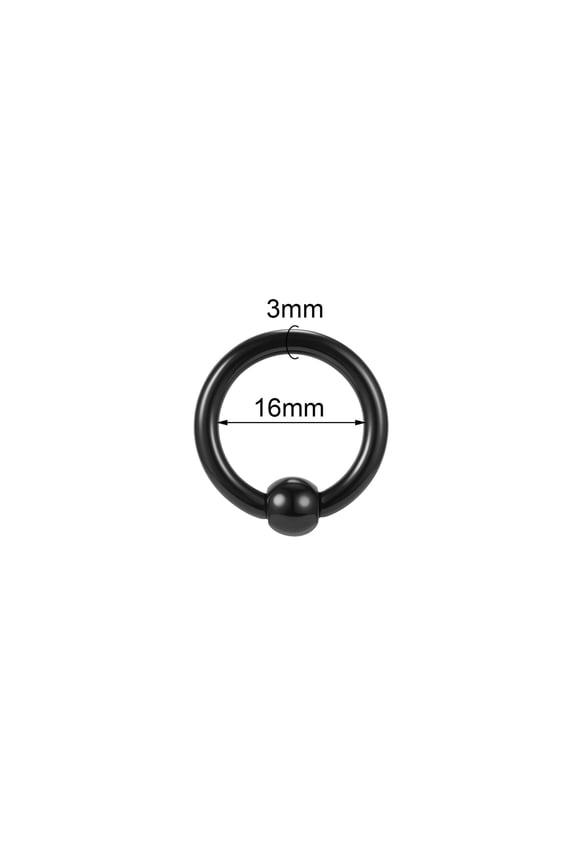 1 Pair Large Size Acrylic Captive Bead Rings Black BCR Septum Ring Ear Piercing-8G(3mm)