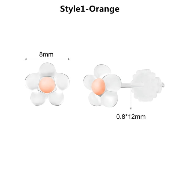 QQTDFG 1 Pair Resin Flower Stud Earrings Plastic Cartilage Helix Conch Piercing Jewelry-Style1-Orange
