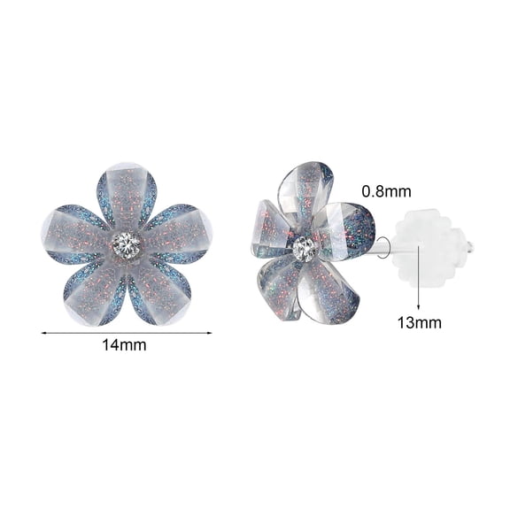 QQTDFG 1 Pair Resin Stud Earrings Cute Flower Ear Stud Ear Helix Conch Piercing Jewelry-Black-14mm