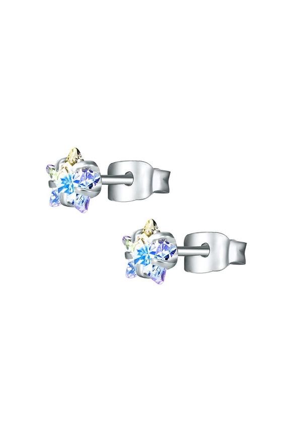 1 Pair Stainless Steel Ear Stud Star CZ Stud Earring Helix Piercing Body Jewelry-Multicolor-3mm
