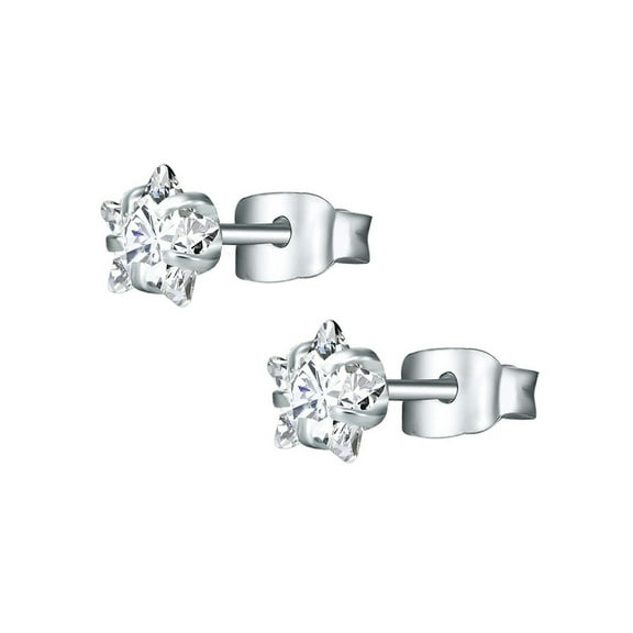 QQTDFG 1 Pair Stainless Steel Ear Stud Star CZ Stud Earring Helix Piercing Body Jewelry-White-5mm