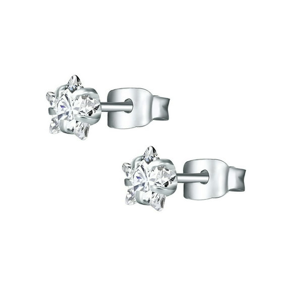 QQTDFG 1 Pair Stainless Steel Ear Stud Star CZ Stud Earring Helix Piercing Body Jewelry-White-8mm