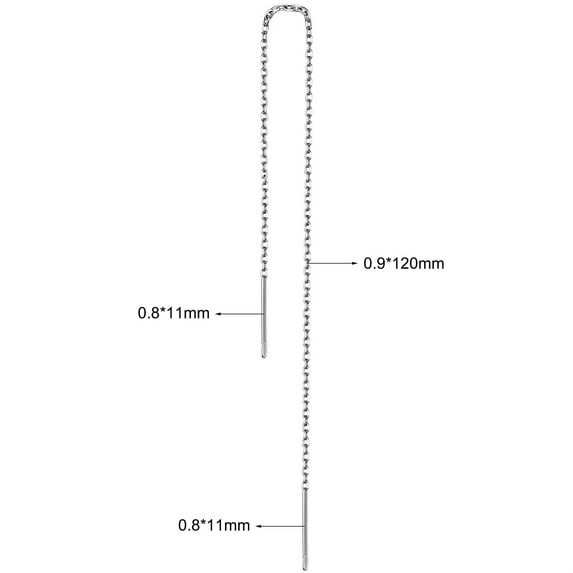 QQTDFG 1 Pair Stainless Steel Ear Thread Through Threader Earrings Drop Earring Jewelry-Style1-120mm (1pair)