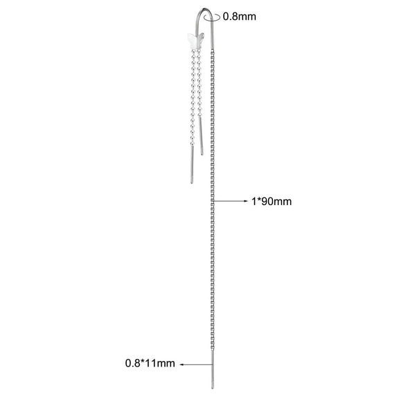 QQTDFG 1 Pair Stainless Steel Ear Thread Through Threader Earrings Drop Earring Jewelry-Style10-60mm (1pair)