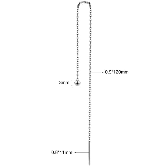 QQTDFG 1 Pair Stainless Steel Ear Thread Through Threader Earrings Drop Earring Jewelry-Style3-120mm (1pair)