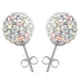 thumbnail image 1 of QQTDFG 1 Pair Stainless Steel Sparkle Crystal Ball Stud Earrings for Women Ear Piercing-AB White Crystal-8mm, 1 of 6