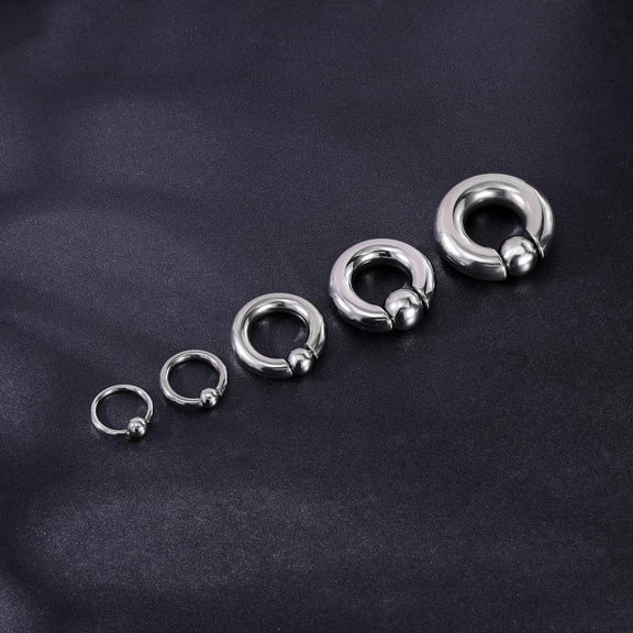 QQTDFG 1 Pair Surgical Steel Captive Bead Nose Rings Large Ear Gauge Septum Piercing-Silver-12G(2mm)