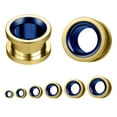 thumbnail image 1 of QQTDFG 1 Pair Surgical Steel Double Flared Tunnel Ear Gauge Piercing Stretchers Jewelry-Gold&Blue-14mm, 1 of 4