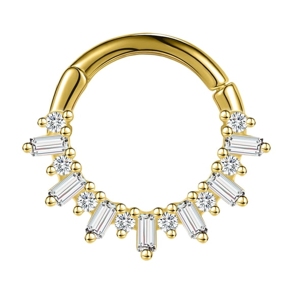 QQTDFG 1 Pc 925 Sterling Silver CZ Nose Septum Ring Hoop Gold Ear Helix Conch Piercing-Style 1