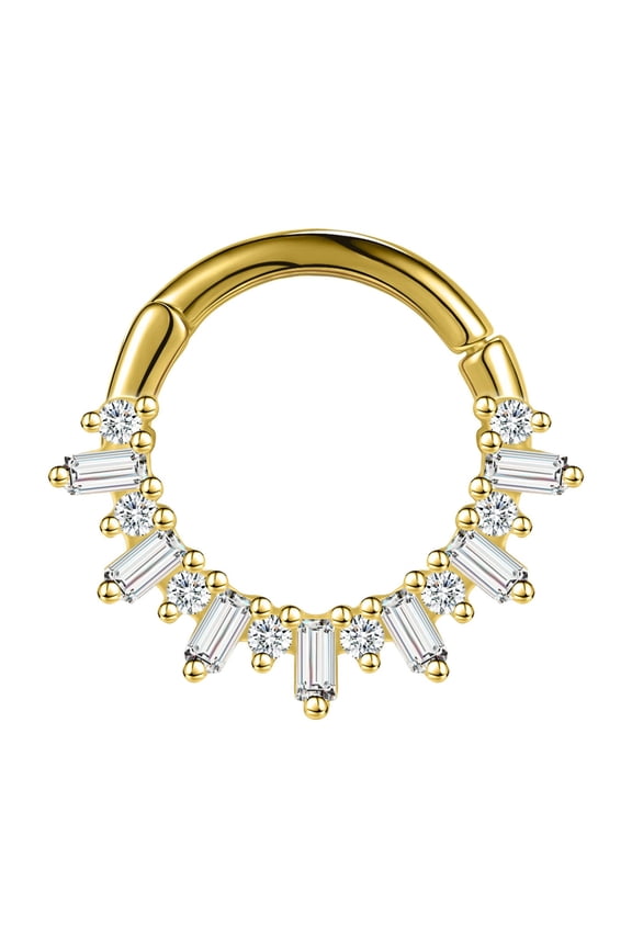 1 Pc 925 Sterling Silver CZ Nose Septum Ring Hoop Gold Ear Helix Conch Piercing-Style 1