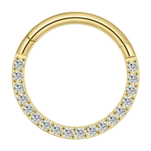QQTDFG 1 Pc Cubic Zirconia Nose Septum Rings Stainless Steel Daith Helix Tragus Earring-Gold-18g 6mm