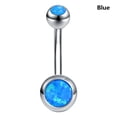 thumbnail image 1 of QQTDFG 1 Pc Opal Stone Stainless Steel Belly Button Rings Woman Barbell Navel Piercing-Blue, 1 of 9