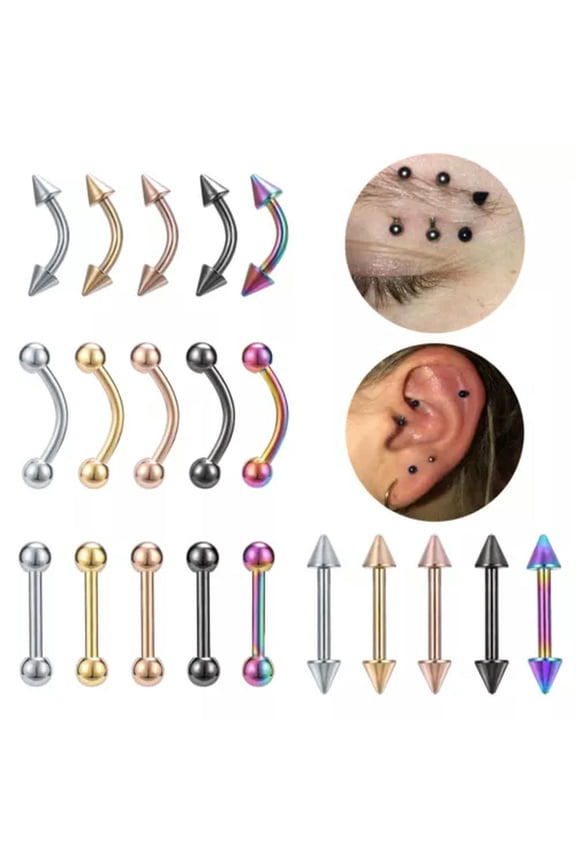 1 Pc Stainless Steel Eyebrow Ring 16g Ear Helix Tragus Piercing Barbell Jewelry-Multicolored-6mm for style 2