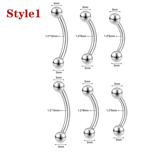 QQTDFG 1 Pc Stainless Steel Eyebrow Ring Lip Ring Daith Helix Eyebrow Piercing Jewelry-Style 1-1mm*10mm