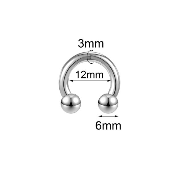 QQTDFG 1 Pc Stainless Steel Horseshoe Nose Ring Large Size Septum Piercing Ear Piercing-8G-12mm