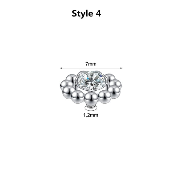 QQTDFG 1 Pc Stainless Steel Micro Dermal Anchor CZ Hide in Skin Diver Piercing Jewelry-Style 4