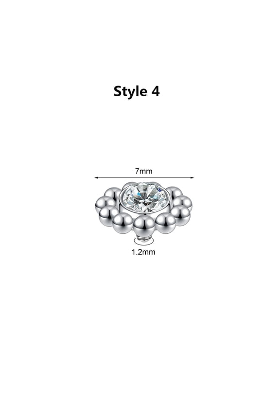 1 Pc Stainless Steel Micro Dermal Anchor CZ Hide in Skin Diver Piercing Jewelry-Style 4