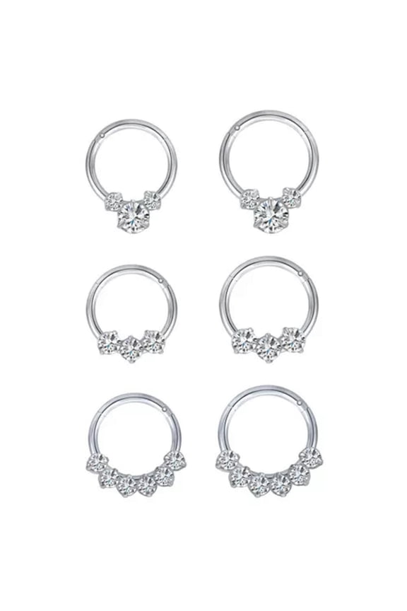 1 Pc Stainless Steel Nose Rings 16g CZ Septum Piercing Ear Helix Conch Piercing-Style 3-10mm