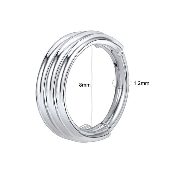 QQTDFG 1 Pc Stainless Steel Septum Nose Rings Gold Open Small Earrings Body Jewelry-Silver-F 8mm