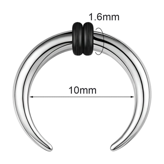 QQTDFG 1 Pc Stainless Steel Septum Piercing Buffalo Horseshoes Nose Rings with O-Rings-1.6*10mm