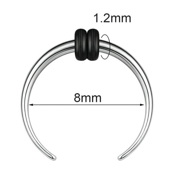 QQTDFG 1 Pc Surgical Steel Septum Rings Buffalo Septum Pincher Tapers Nose Ear Piercing-1.2*8mm-Black