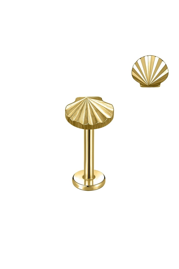 1 Pc Titanium Labret Lip Rings 16g Shell Labret Lip Helix Conch Piercing Jewelry-Gold-6mm