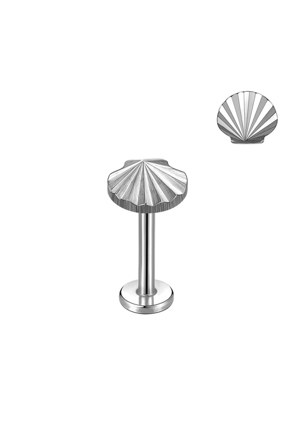 1 Pc Titanium Labret Lip Rings 16g Shell Labret Lip Helix Conch Piercing Jewelry-Silver-6mm