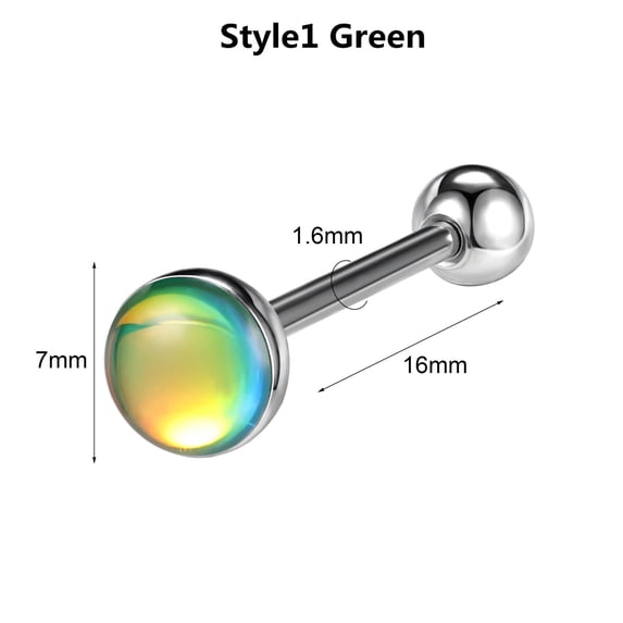 QQTDFG 1 Piece 14g Stainless Steel Tongue Ring Barbell Tongue Piercing Body Jewelry-Style1 Green