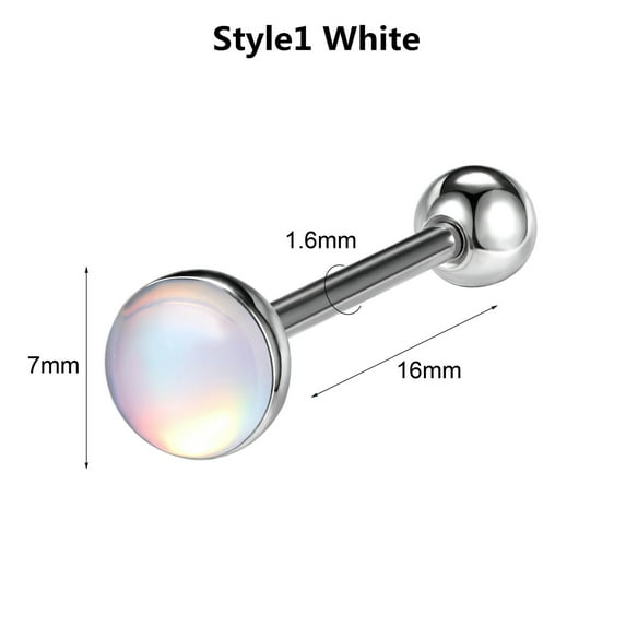 QQTDFG 1 Piece 14g Stainless Steel Tongue Ring Barbell Tongue Piercing Body Jewelry-Style1 White