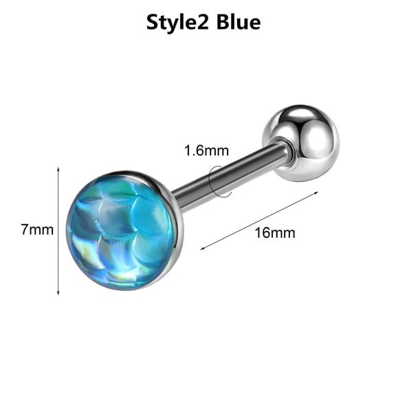 QQTDFG 1 Piece 14g Stainless Steel Tongue Ring Barbell Tongue Piercing Body Jewelry-Style2 Blue