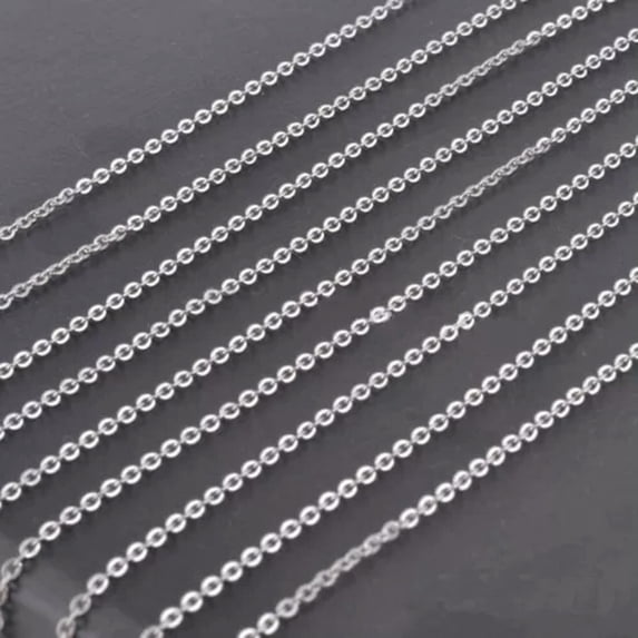 QQTDFG 100pcs/Lot 1.5/2/2.4/3.2mm Silver 316L Stainless steel DIY Necklace Cross chain-1.5mm-18inch or 45cm