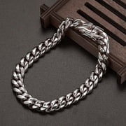 QQTDFG 10mm 8.5"Mens Miami Cuban Link Chain Solid Silver Color Stainless Steel Bracelet-default