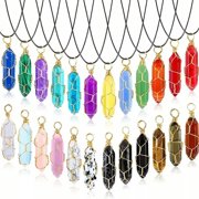 QQTDFG 10pcs Hexagonal Crystal Pendant Charms Necklaces For DIY Jewelry Making Crafting-default