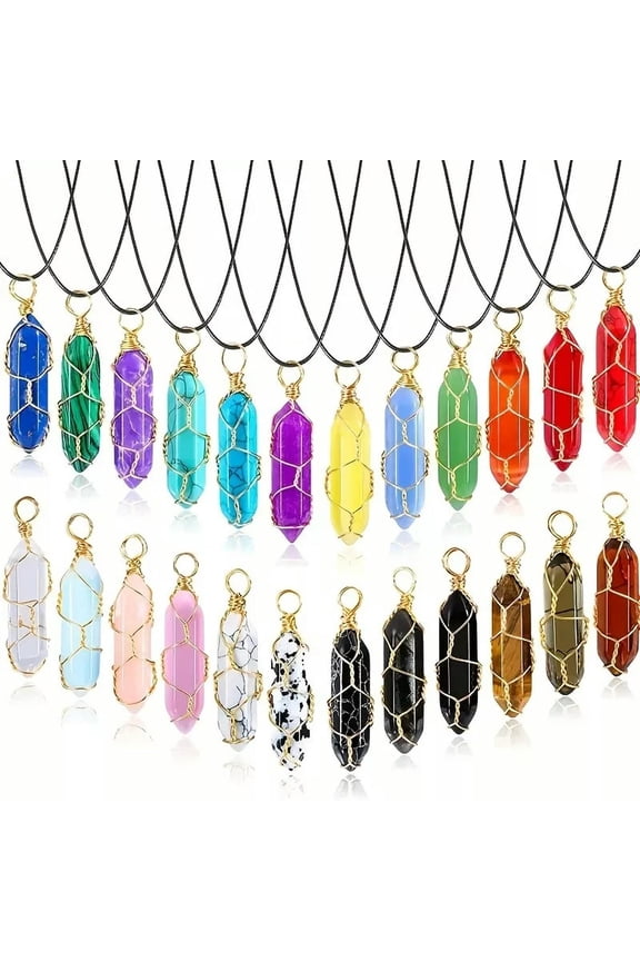 10pcs Hexagonal Crystal Pendant Charms Necklaces For DIY Jewelry Making Crafting-default