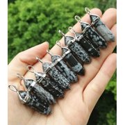 QQTDFG 10pcs Natural Snow Jasper Stone Pendants Point bead Pendant Gemstone Hexagon-default