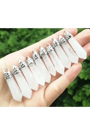 10pcs Rock Quartz Stone Pendants Crystal Healing Pendant Hexagon Natural bead-default
