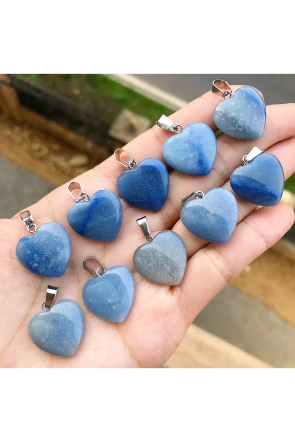 10pcs Sodalite Gems Stone Heart Pendants Chakra Reiki Healing Amulet-default