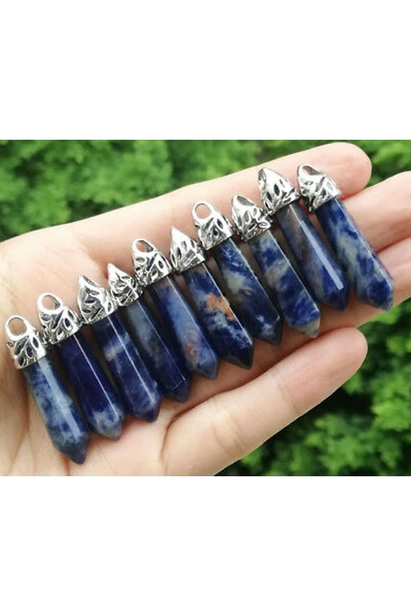 10pcs Sodalite Stone Pendants bead Point Natural Crystal Chakra Pendant Healing-default