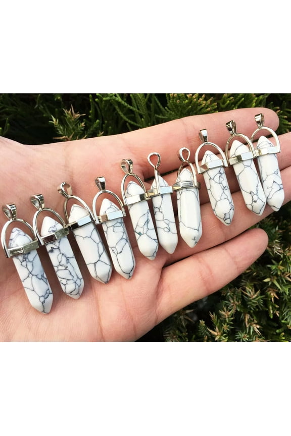 10pcs White Howlite Stone Crystal Pendants bead Point Healing Gemstone Pendant-default