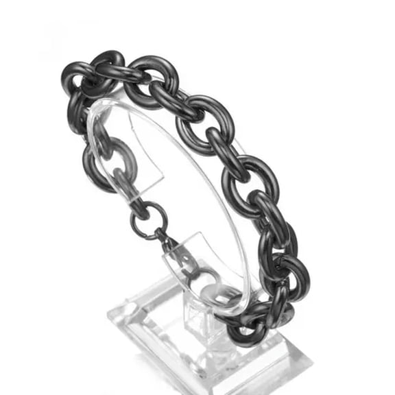 QQTDFG 11/13/15mm Heavy Black Stainless Steel Rolo Link Chain Bracelet for Men Women-15mm-9 inches bracelet