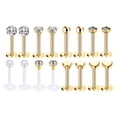 thumbnail image 1 of QQTDFG 12-16 Pcs/Lot Stainless Steel Lip Labret Piercings CZ Ear Tragus Conch Piercing-Gold-12pcs, 1 of 2