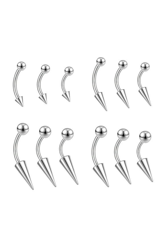 12Pcs 18G 16G Stainless Steel Eyebrow Rings Curved Barbell Eyebrow Ear Piercings-Ball-16g (1.2mm)
