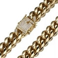 thumbnail image 1 of QQTDFG 12mm Wide Hip Hop Stainless Steel Men's Gold Cuban Curb MIami Chains Necklace -26 inch Necklace-12mm wide-Gold, 1 of 6