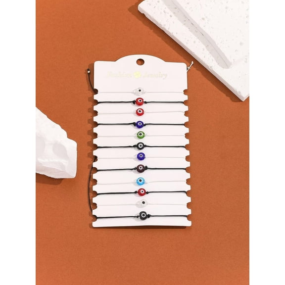 QQTDFG 12pcs/set Adjustable Braided Evil Eye , Random Colors Fashion Jewelry-default