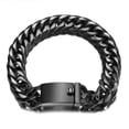 thumbnail image 1 of QQTDFG 13/16mm Heavy Gold Black Silver Color Stainless Steel Curb Chain Men Bracelet-Black-13mm-9.5 inches bracelet, 1 of 4