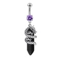 thumbnail image 1 of QQTDFG 14G Natural Stone Belly Button Rings Alloy Dangle Navel Piercing Barbell Jewelry-Purple-1pc, 1 of 2