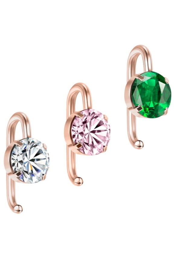 14G Stainless Steel Belly Button Ring CZ Dangling Reverse Navel Piercing Jewelry-Silver-Pink Zircon-1pc